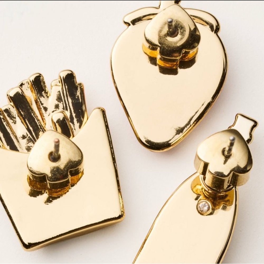 ✨️ NIB Kate Spade Stud Earring Trio: 🍓 Strawberries, 🍟 Fries & 🍾 Champagne! - Picture 4 of 6